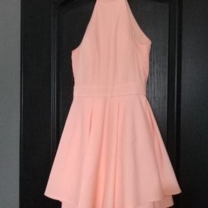 Bright Peach Layered Skater Dress